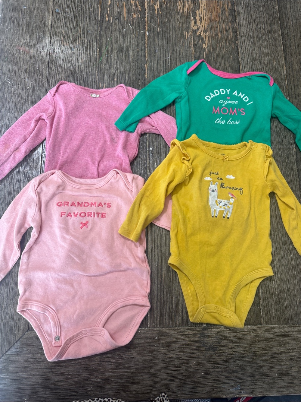 Carter’s Baby Girl Long Sleeve Bodysuit Bundle 9M | 4 Piece Onesie Set